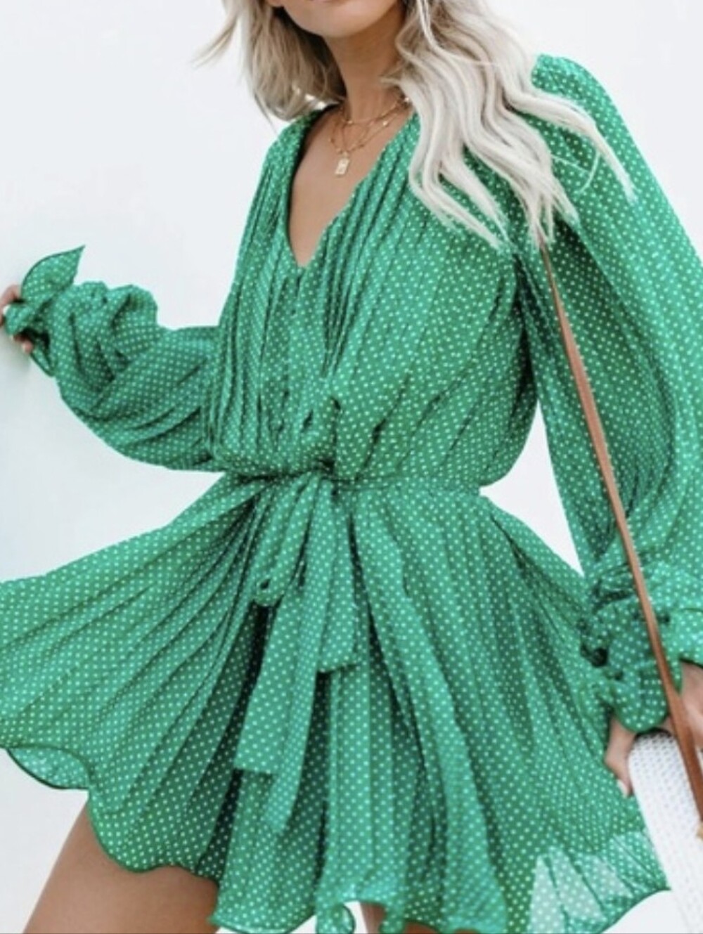 Endless Rose Romper Playsuit Polka Dot Lettuce Hem Ruffles Balloon Sleeves S NWT - Picture 8 of 8